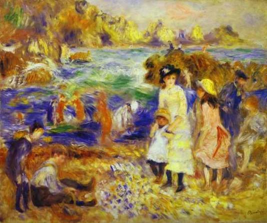 Children on the Beachot Guernesey - 1883 - Pierre Auguste Renoir Painting